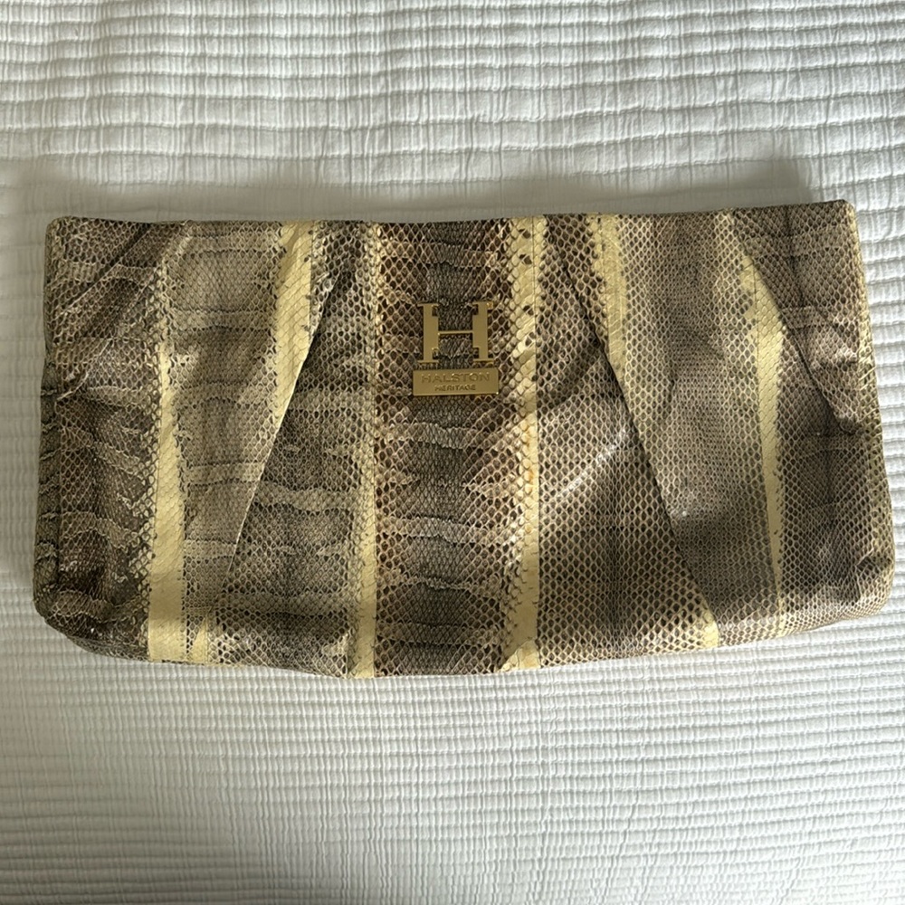 Halston Heritage genuine snakeskin clutch
